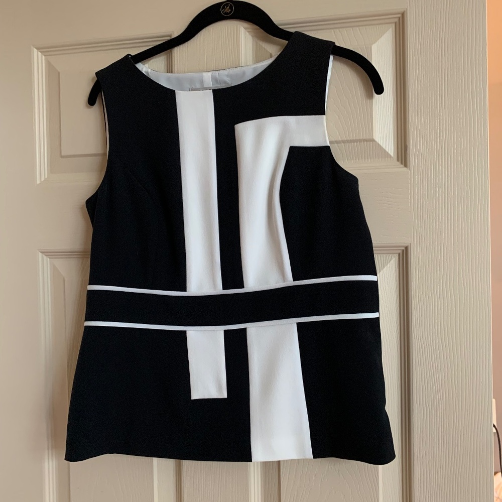 Kasper Black/Ivory Sleeveless Top sz S